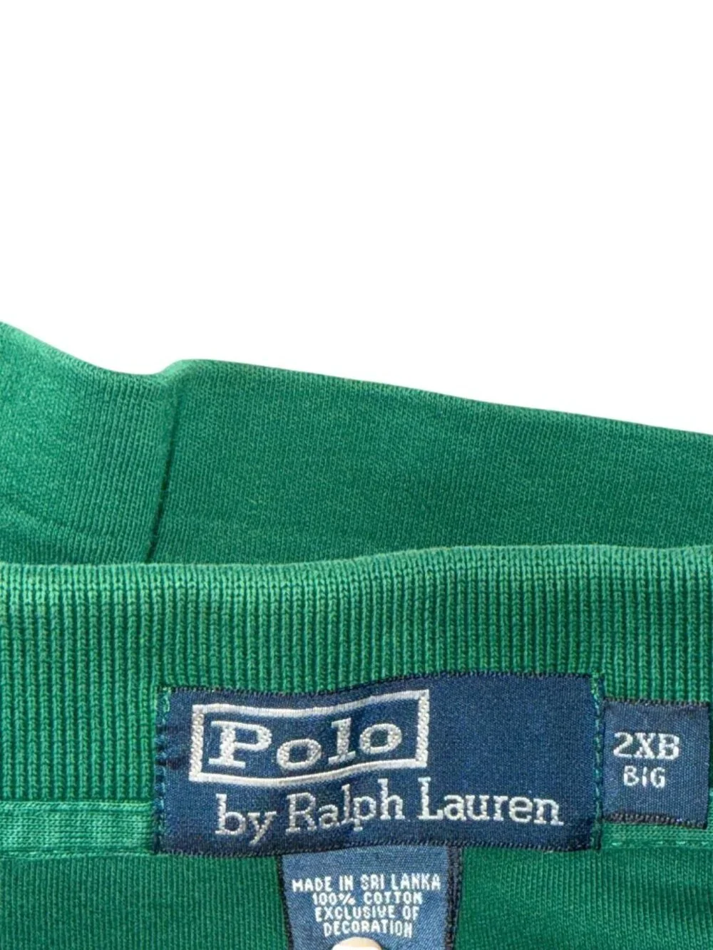 Polo Ralph Lauren Polo Shirt Men's 2XB Big Green Long Sleeve 100% Cotton Preppy